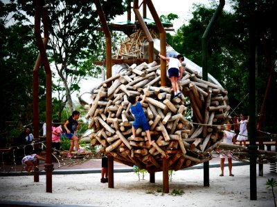 fun day @ redeveloped jurong lake gardens - wood climbing photo