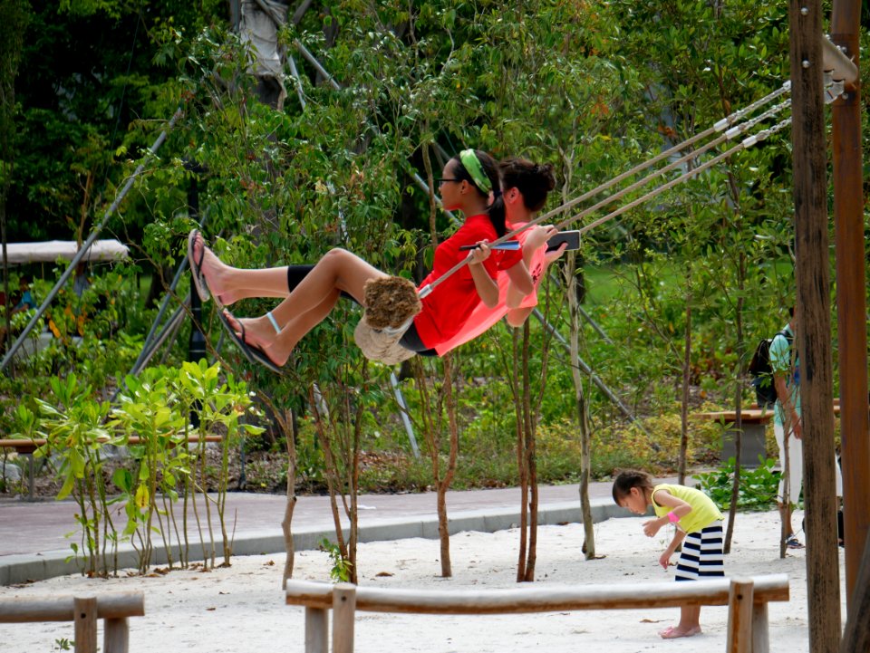 fun day @ redeveloped jurong lake gardens - line swing