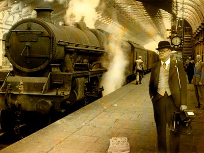 Office workers waiting for their train, its 03 September 1939, war has just been declared