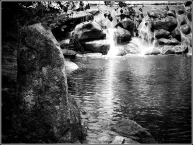 Bright Hill Temple garden - man-made waterfall photo