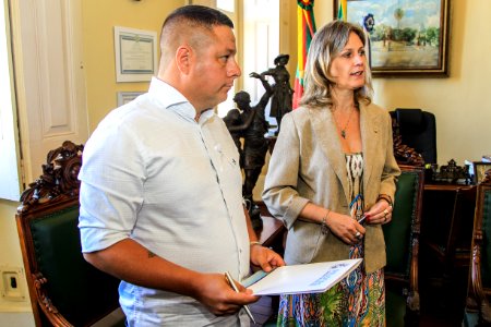 19.01.2018 - Prefeita Paula Mascarenhas no em reunião com o presidente da Câmara de Vereadores, Anderson Garcia