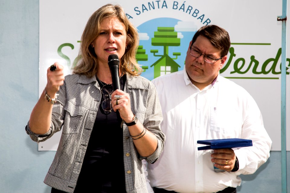 22.10.2018 - Prefeita Paula Mascarenhas durante cerimônia de 50 anos da Barragem Santa Bárbara - Foto: Gustavo Vara