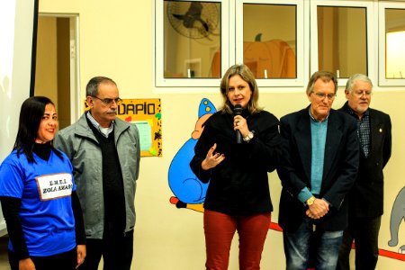 24.05.2018 - Prefeita Paula Mascarenhas e o vice Idemar Barz  durante inauguração da EMEI Zola Amaro - Foto: Gustavo Vara