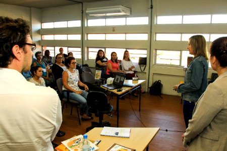 18.04.2018 - Prefeita Paula Mascarenhas durante participação na Formação Booksharing  (metodologia Conte Comigo/Pacto Pelotas Pela Paz) - Foto: Gustavo Vara