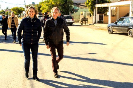 23.05.2018 - Prefeita Paula Mascarenhas e o vice Idemar Barz durante vistoria das obras nas ruas Afonso Pena, Paulo Guilayn e Santo Michelon no Fragata - Foto: Gustavo Vara