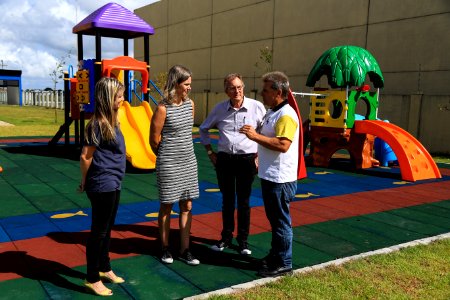 22.02.2018 - Prefeita Paula Mascarenhas e o vice Idemar Barz durante visita à Escola Santa Mônica - Foto: Gustavo Vara