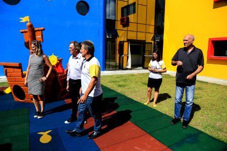 22.02.2018 - Prefeita Paula Mascarenhas e o vice Idemar Barz durante visita à Escola Santa Mônica - Foto: Gustavo Vara