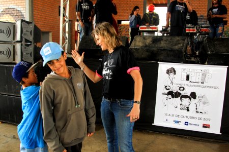 28.10.2017 - Prefeita Paula Mascarenhas durante encerramento da Semana do Hip Hop no Navegantes