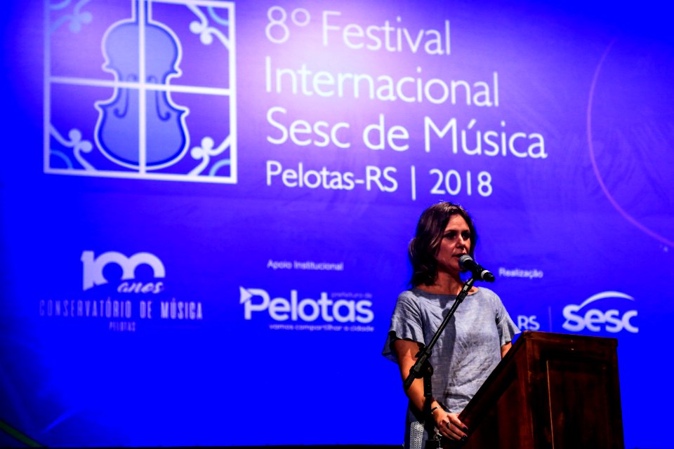 15.01.2018 - Prefeita Paula Mascarenhas na abertura do  8° Festival Sesc de Música com apresentação do Grupo alemão Ensemble Berlin