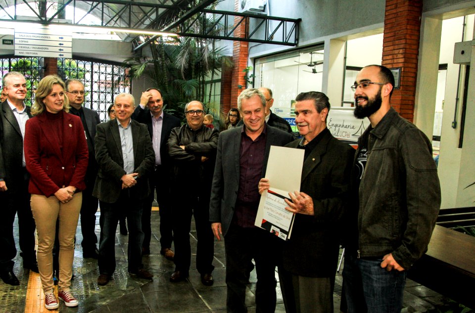 07.08.2018 - Prefeita Paula Mascarenhas no ato de descerramento da placa em comemoração aos 50 anos do curso de Engenharia da Universidade Católica de Pelotas - Foto: Gustavo Vara