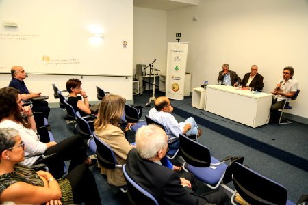 14.12.2017 - Prefeita Paula Mascarenhas durante 'Diálogos Simonianos' com Vitor Ramil, Carlos Diniz e Fausto Domingos no Instituto João Simões Lopes Neto