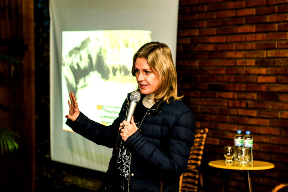 23.05.2018 - Prefeita Paula Mascarenhas durante o 1º Seminário Mulher Empreendedora” em São  Lourenço do Sul - Tema: “Papel da Mulher como Líder” - Foto: Gustavo Vara