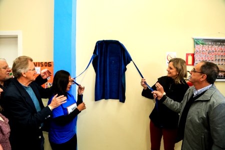 24.05.2018 - Prefeita Paula Mascarenhas e o vice Idemar Barz  durante inauguração da EMEI Zola Amaro - Foto: Gustavo Vara