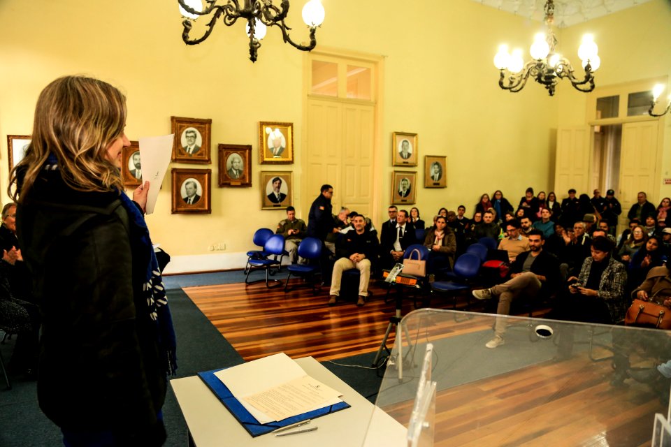 03.07.2018 - Prefeita Paula Mascarenhas durante reunião do Cip com assinatura das Cipaves com diretores da rede municipais e assinaturas de adesões ao Pacto Pelotas Pela Paz  Foto: Gustavo Vara