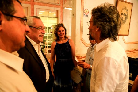 14.12.2017 - Prefeita Paula Mascarenhas durante 'Diálogos Simonianos' com Vitor Ramil, Carlos Diniz e Fausto Domingos no Instituto João Simões Lopes Neto