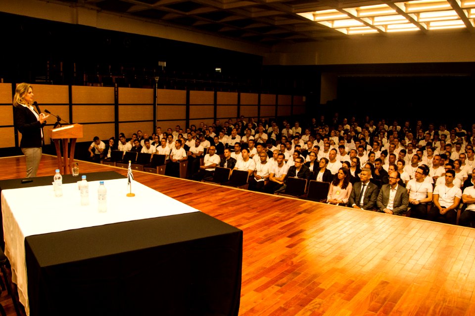 29.04.2019 - Prefeita Paula Mascarenhas realiza palestra para alunos do curso de formação profissional na Academia de Polícia Civil, em Porto Alegre - Foto: Gustavo Vara