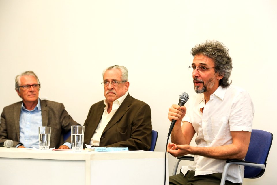 14.12.2017 - Prefeita Paula Mascarenhas durante 'Diálogos Simonianos' com Vitor Ramil, Carlos Diniz e Fausto Domingos no Instituto João Simões Lopes Neto