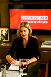 22.02.2021 - Prefeita Paula Mascarenhas durante pronunciamento em live sobre os novos decretos da pandemia de COVID-19 - Foto: Gustavo Vara