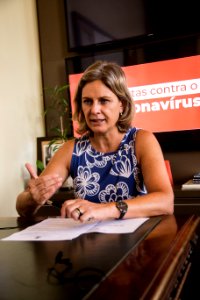 26.02.2021 - Prefeita Paula Mascarenhas em live de atualização sobre a pandemia de COVID-19 - Foto: Gustavo Vara