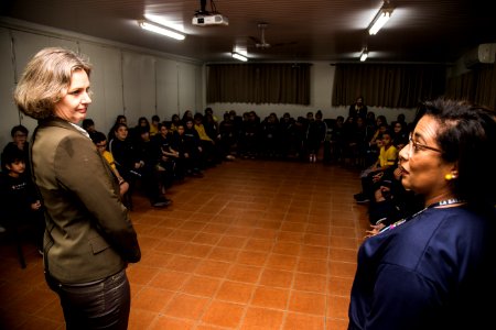 30.10.2019 - Prefeita Paula Mascarenhas visita os alunos dos 4º anos da Escola La Salle - Foto: Gustavo Vara