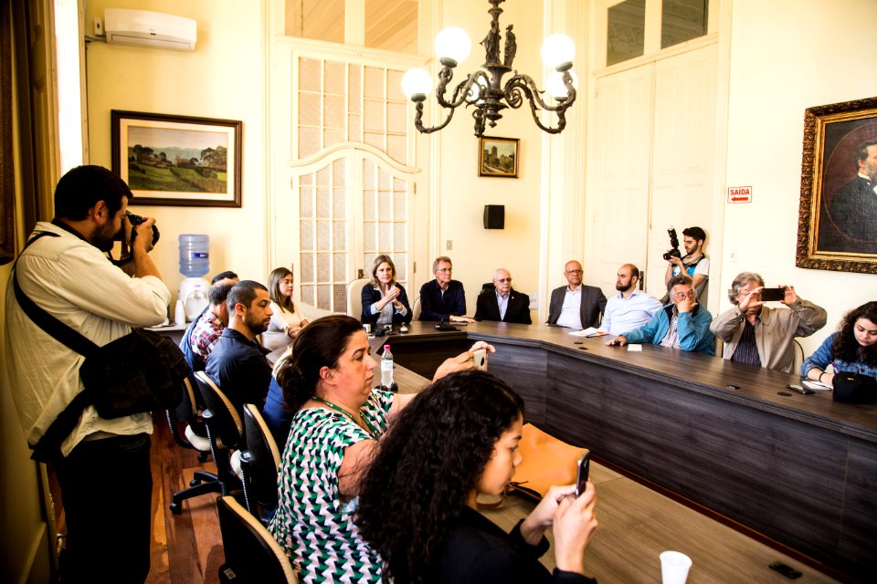 30.09.2019 - Prefeita Paula Mascarenhas durante coletiva de imprensa para apresentar dados da situação financeira do município - Foto: Gustavo Vara