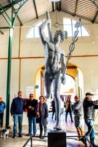 17.07.2019 - Prefeita Paula Mascarenhas prestigia a volta da estátua do Deus Mercúrio para o Mercado - Foto Michel Corvello