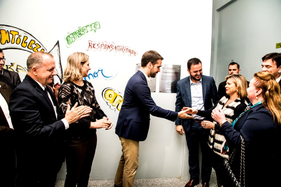 25.09.2019 - Prefeita Paula Mascarenhas e o Governador Eduardo Leite  reslizam a Inauguração do módulo escolar da EEEM Dom Antônio Zattera, no Case Pelotas - Foto: Gustavo Vara