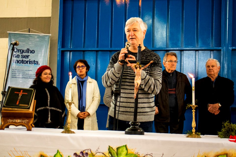 27.07.2019 - Prefeito em exercício Idemar Barz prestigia almoço na Paróquia São Cristovão em comemoração ao Dia do Motorista - Foto Michel Corvello