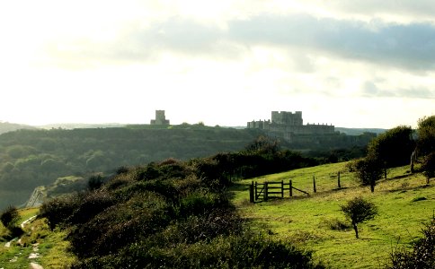 Dover Castle over the cliffs photo