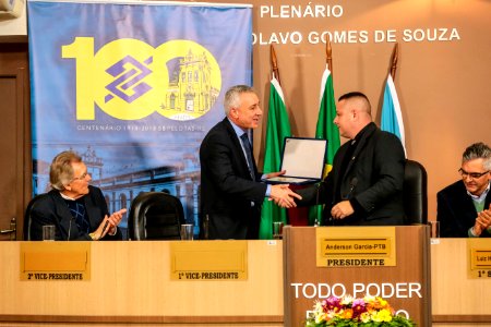11.07.2018 Sessão solene da Câmara aos 100 anos Banco do Brasil em Pelotas - Fotos Gustavo Mansur