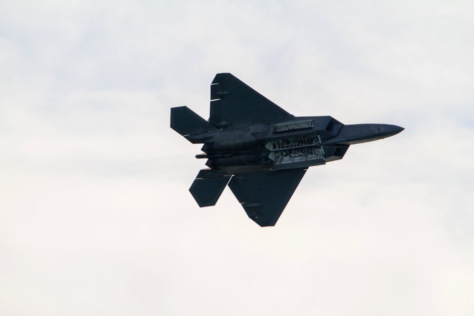 F-22A Raptor 5 dropping ordinance on the audience