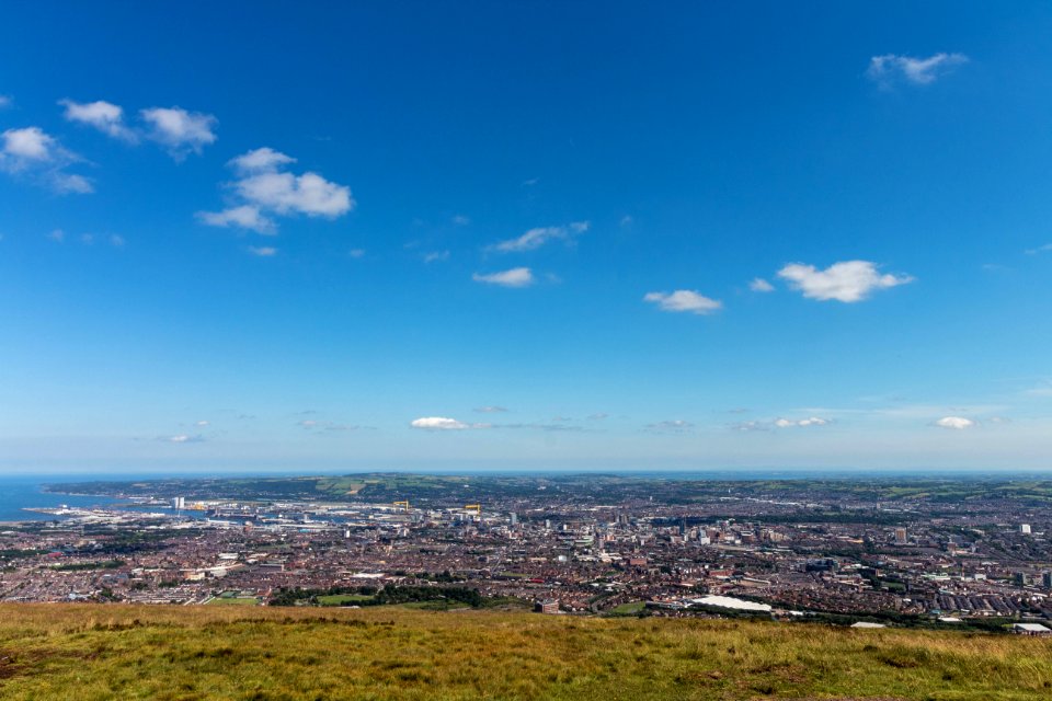 Belfast city from Divis mountain ridge