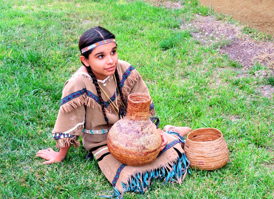 Living History: American Indian Girl with Baskets