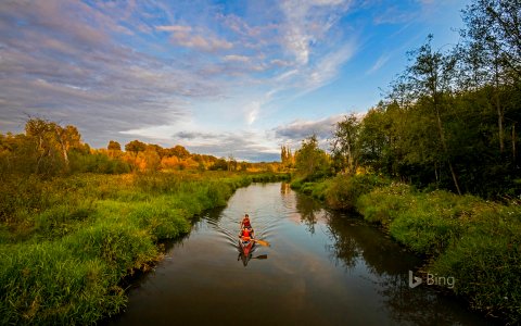For Canada Day, canoers in Burnaby, British Columbia, Canada