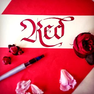Red Calligraphy Ariting Inspired from Japan