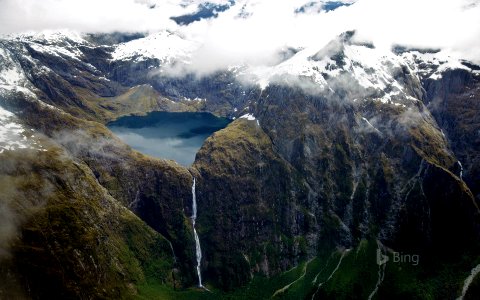 Sutherland Falls and Lake Quill in New Zealand photo