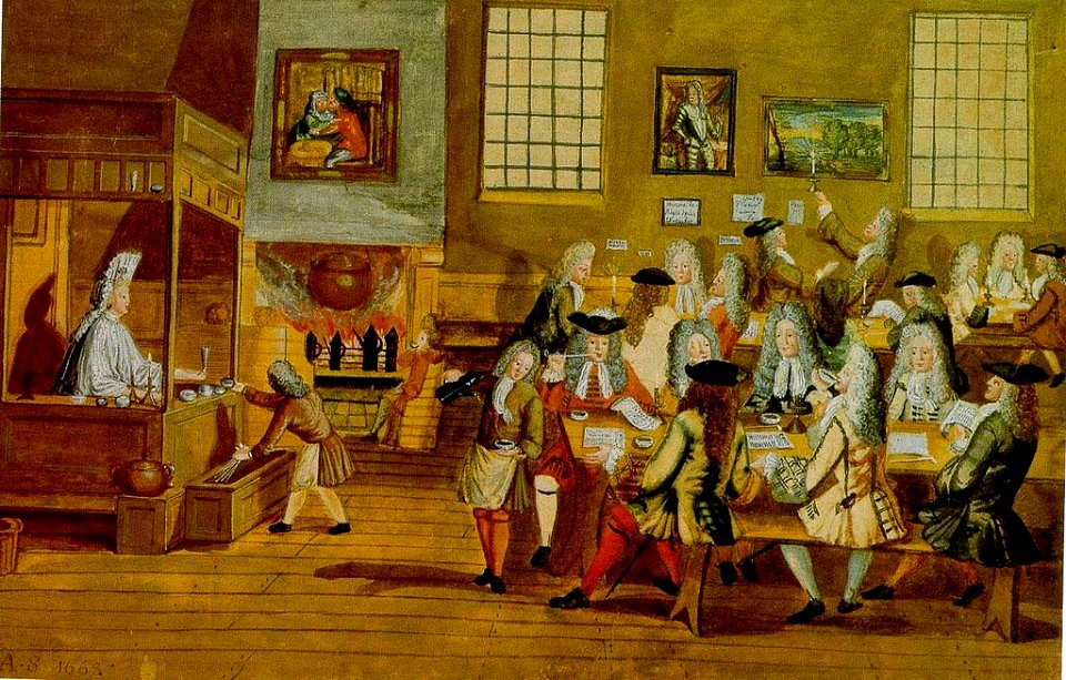 Interior of a London Coffee-house, 17th century