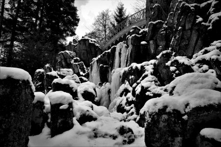 Iced waterfall bw