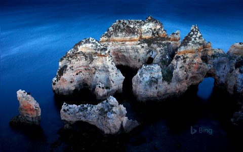 Ponta da Piedade rock formations off the coast of Algarve, Portugal photo