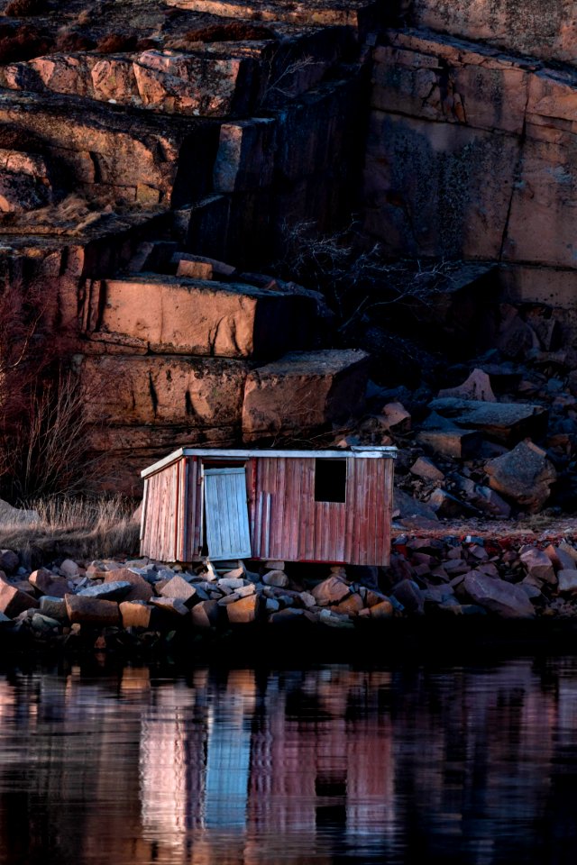 Last light of the day on shack in Govik photo