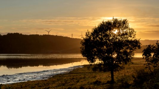 Golden sunset over Norrkila bay