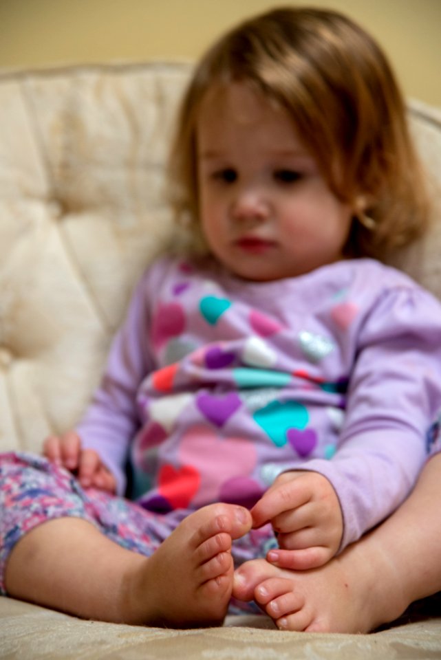 Going through her toes