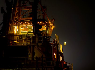 Tugboat Boss on a foggy night 8 photo