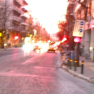 Athens sunset in the city