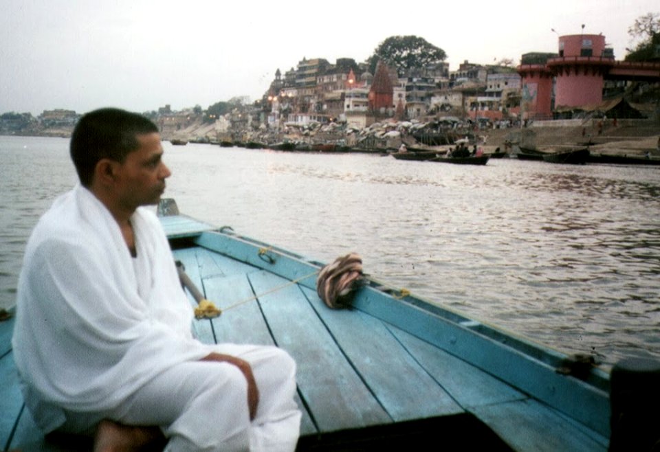Sri Sainathuni Sarath Babuji on the Ganges in Varanasi - 1995