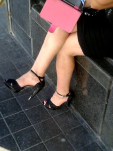 Mature crossed legs