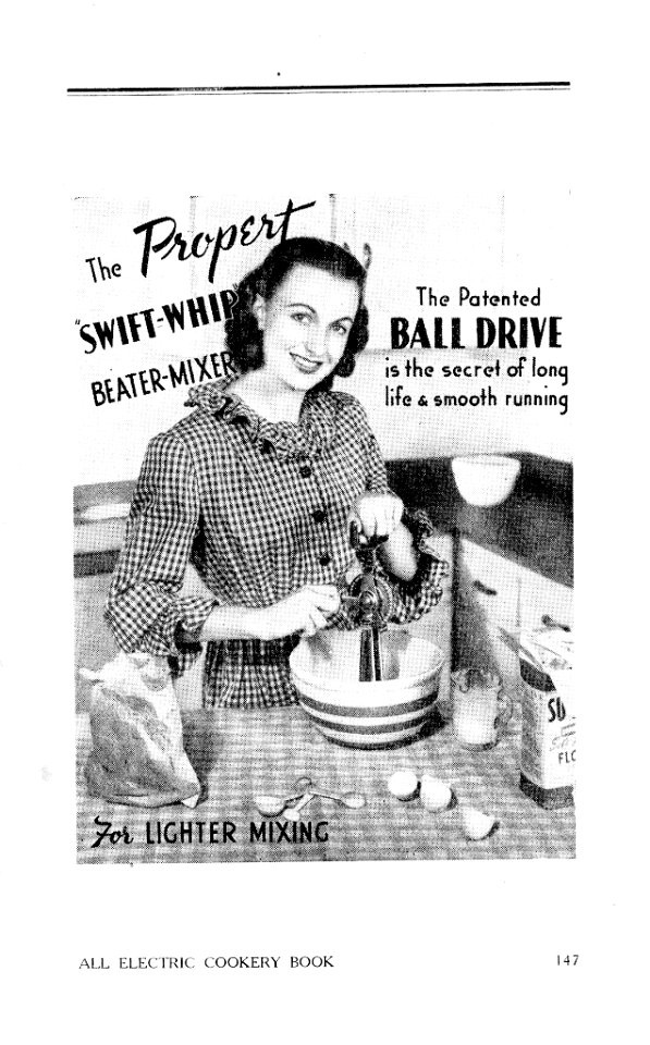 1940s. Advertisement for Propert Swift-Whip beater-mixer
