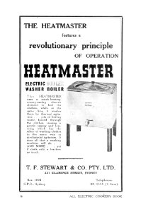1940s. Advertisement for Heatmaster electric duplex washer boiler