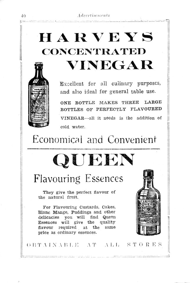 1930s. Advertisement for Queen Vanilla Essence (a product made in Brisbane, Queensland)
