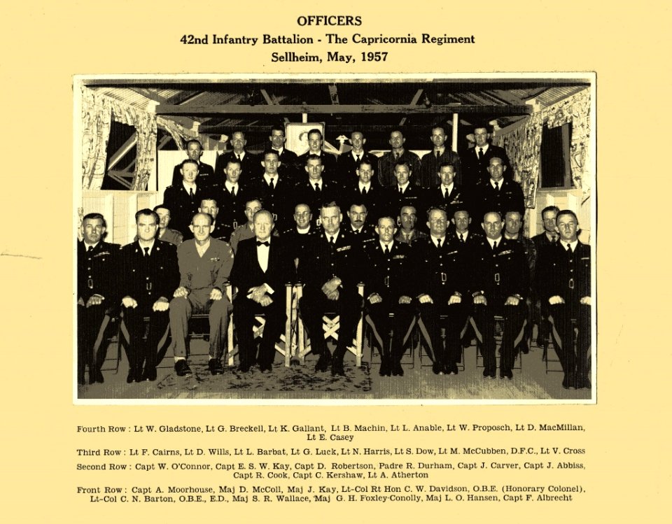 1957. Officers of the 42nd Battalion, Rockhampton.